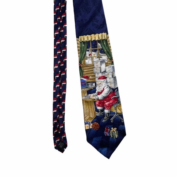 Christmas Santa Clause Checking List Tie Necktie - Picture 5 of 10